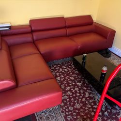 BRAND NEW LEATHER SOFA RED MUST BE PICKED UP TODAY