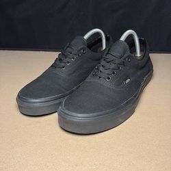 Vans Authentic Mens Size 10 All Black Canvas Lace Up Skateboarding Shoes