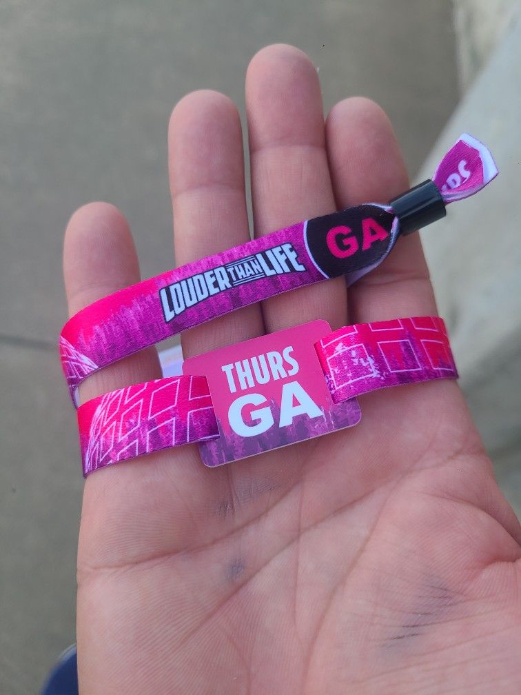 LOUDER THAN LIFE 4DAY AND THURSDAY WRISTBANDS FOR SALE