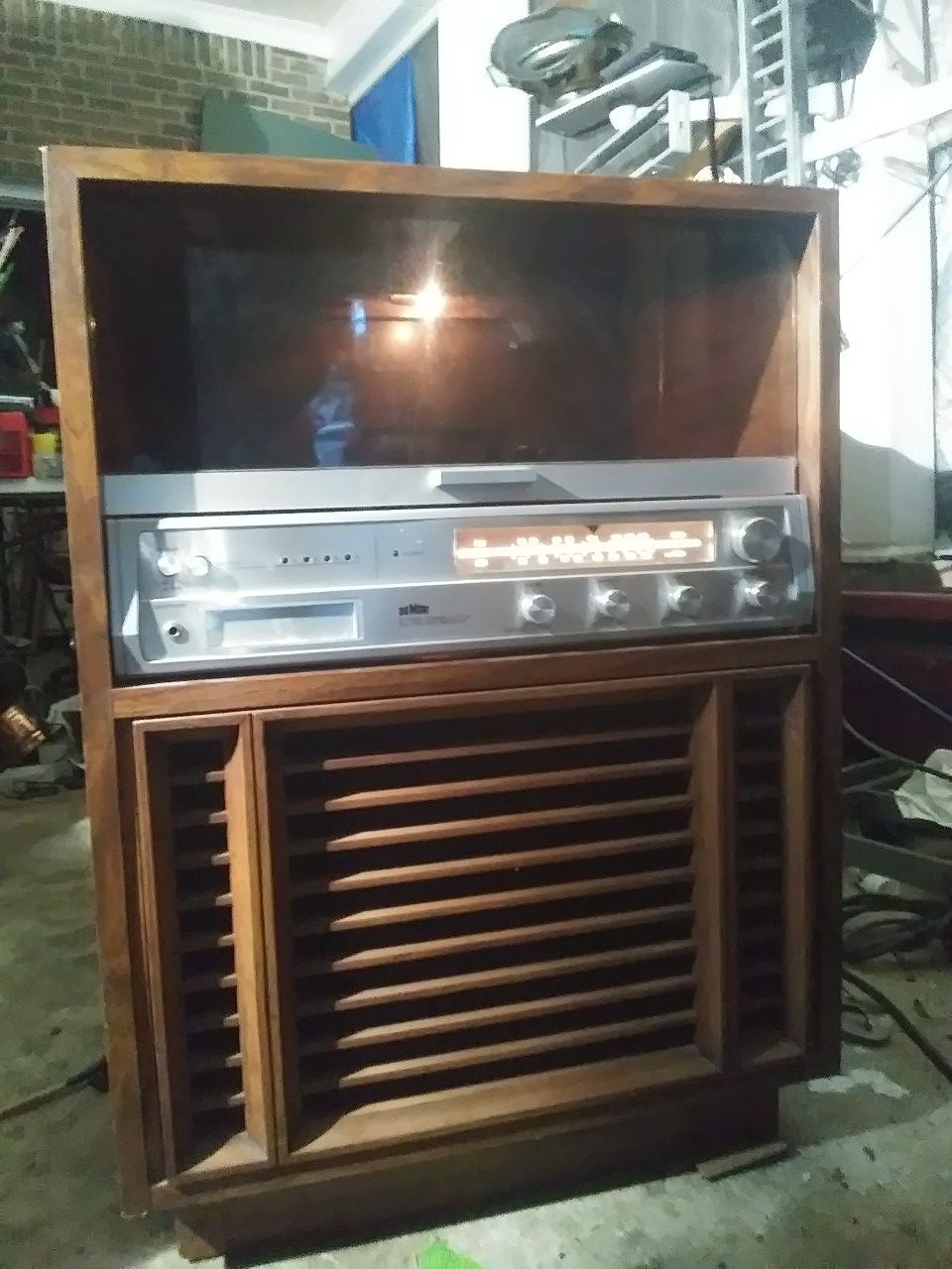Vintage Dumont stereo cabinet with stereo and turntable, and 8 track player