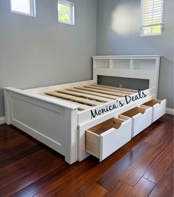 Full Solid Wood Bed Frame With 3 Drawers $540