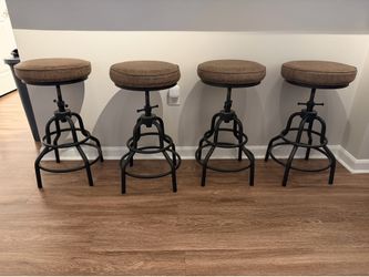 4 Industrial Leather Barstools