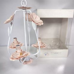 Simply Shabby Chic Pink Rose Metal Flower Chandelier Light