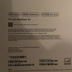 MacBook Air MBA 15 M4 10C/10C GPU/16GB/51