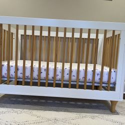 Babyletto Lolly Natural Wood In White  3-in-1 Convertible Baby Crib with Toddler Bed Conversion Kit