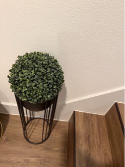 Modern Metal Plant Stand with Faux Plant