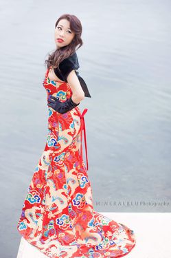 Dragon Red Embroidered Mermaid Dress