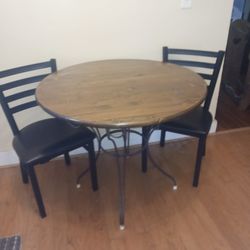 Solid Wood Top Table With 2 Side Chairs 