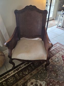Carved Wood Upholstered Chair
