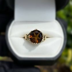 Jewelry 14k solid yellow gold aquamarine 6.00 CTW ring sz 6.00