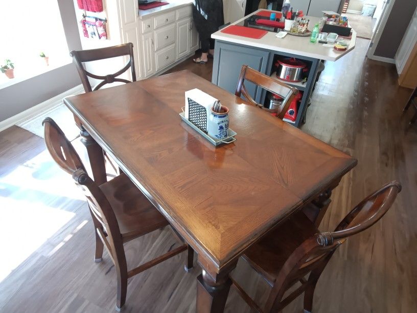 Wooden Table and Eight Chairs