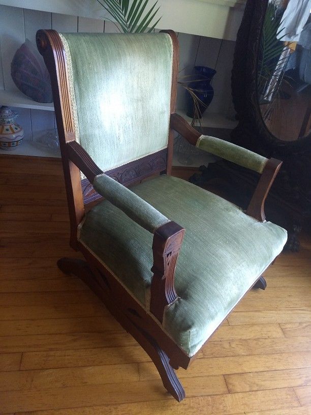 Antique Velvet Vintage Rocker