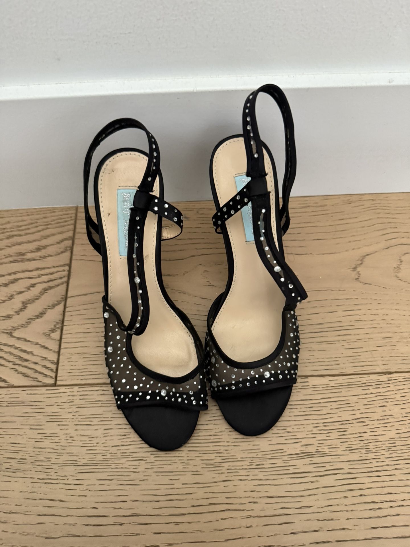 Betsey Johnson Black Heels with Silver Studs Size 8