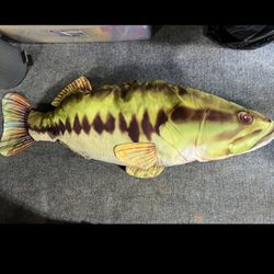 Vintage Tree House Kids Giant Bass Fish Plush 48" Stuffed Animal Fishing