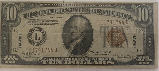 $10 HAWAIIAN NOTE 1934 SERIES