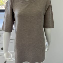 New Woolx Beige Merino Wool Crew Sweater Size Med