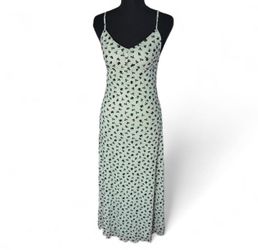 Motel Rocks Sage Green & Black Floral Mesh Midi Slip Dress women’s size Medium NEW