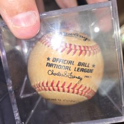 Autographed Baseball Of HOF Ernie Banks 