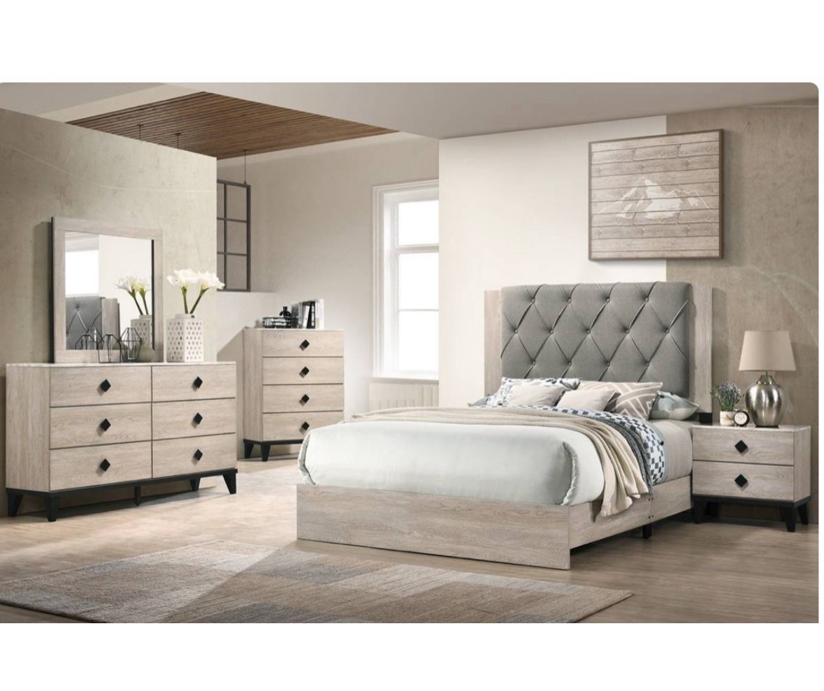 4- Pc Bedroom set Dresser,Mirror Nightstand (1) Queen size bed frame Not including Mattress and Box Sp