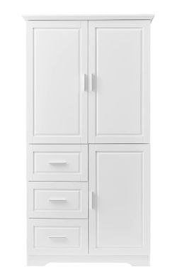 New assembled Tall and Wide Storage Cabinet with 3 Doors and 3 Drawers, Freestanding Cabinet with Adjustable Shelves, Large Modern Versatile Cupboard 