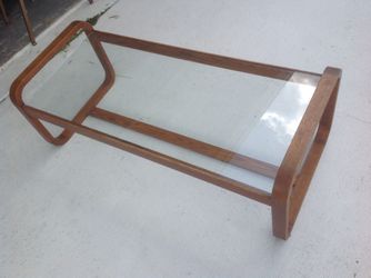 Vintage bent oak and glass coffee table