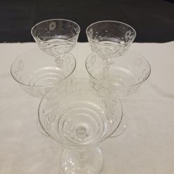 Vintage Libbey Blown Glass Rock Sharpe Marshfield Tall Champagne Set of 5