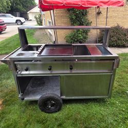 Stainless Steel Hot Dog Cart / Flat Top Griddle Food Cart