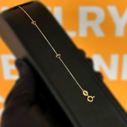 Jewelry 14k solid yellow gold heart bracelet 6.00” 0.80mm 1.10g