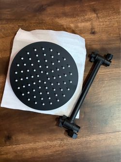 Matte Black Round Rain Shower Head with Arm