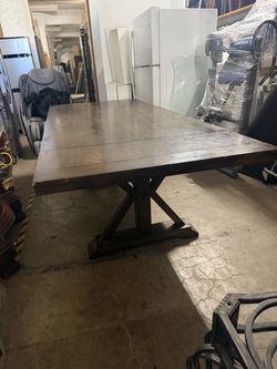 Rustic farmhouse solid hardwood table with extension on each side