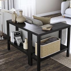 Brand New Ameriwood Home Parsons Wrap-Around Sofa Accent Tables Bundle-Set of Two, Black Oak