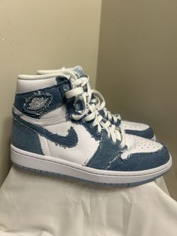 Nike Air Jordan 1 Retro High OG Denim Womens Size 7.5White Blue DM9036-104