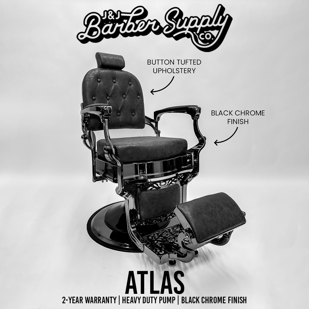 ATLAS Black Chrome Barber Chair
