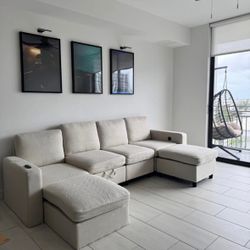 U-Shaped Storage Modular Sectional Sofa Sleeper Couch