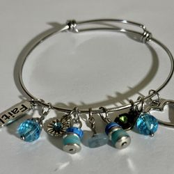 Embrace Your Beliefs” Handcrafted Charm Bangle Bracelet 