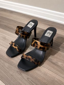 Dolce Vita Leopard Print Clear Strap Mule Heels