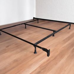 Black Metal Adjustable Queen or King Bed Frame w/ Glide-Style Feet