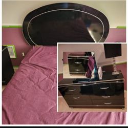 Full Bed Set Headboard Dresser Nightstand Black Bedroom 