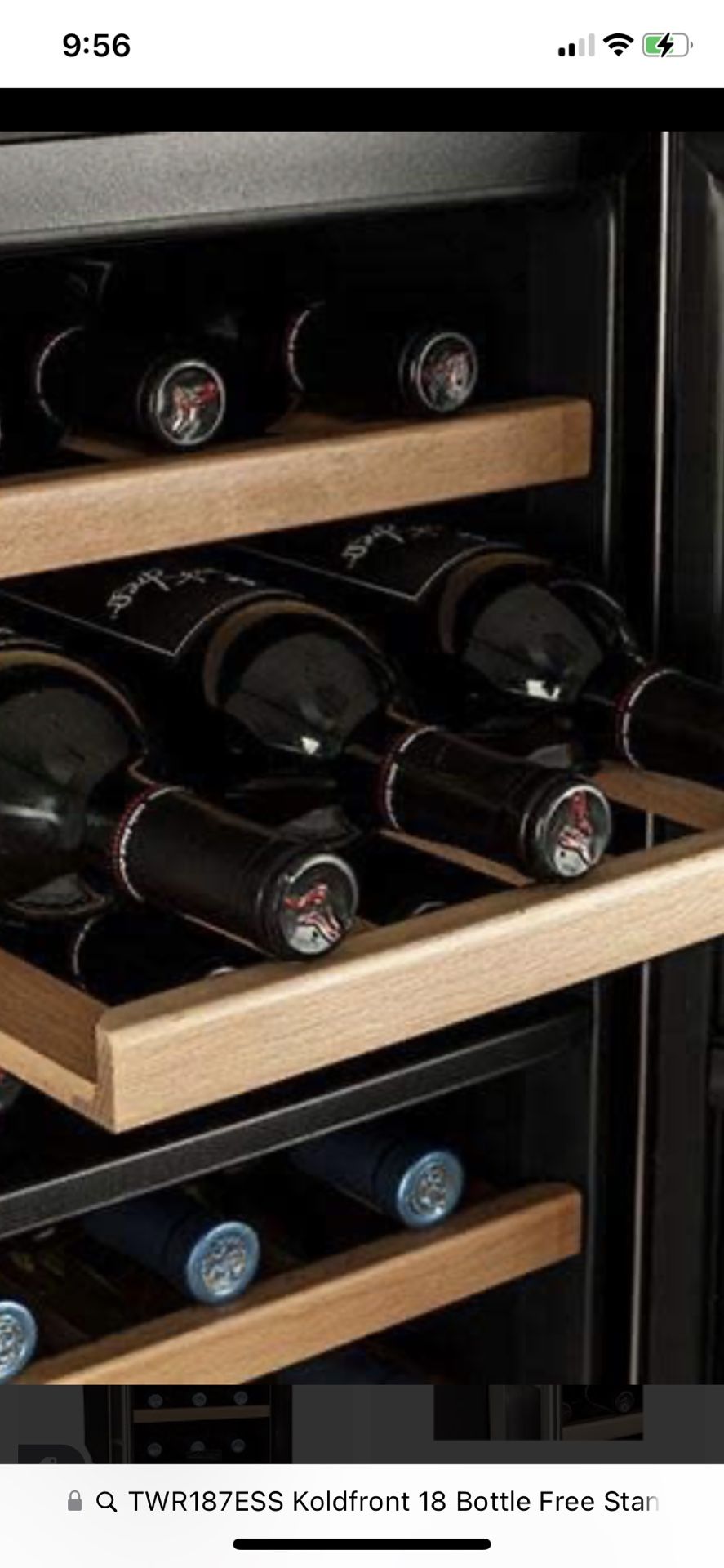 TWR187ESS Koldfront 18 Bottle Free Standing Dual Zone Wine Cooler