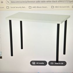 IKEA White Linnmon Table with black Adils Legs Less than half price