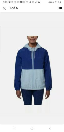 Voyager Women Windwear Hooded Full Zip Rain Jacket True Navy Large - NEW 1268506