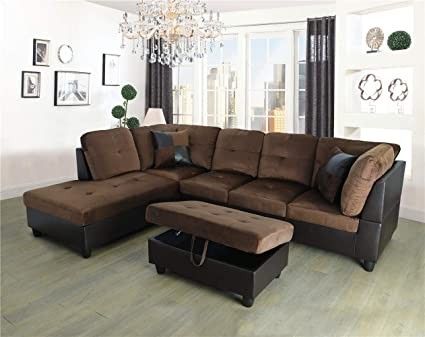 New Chocolate Sectional And Ottoman