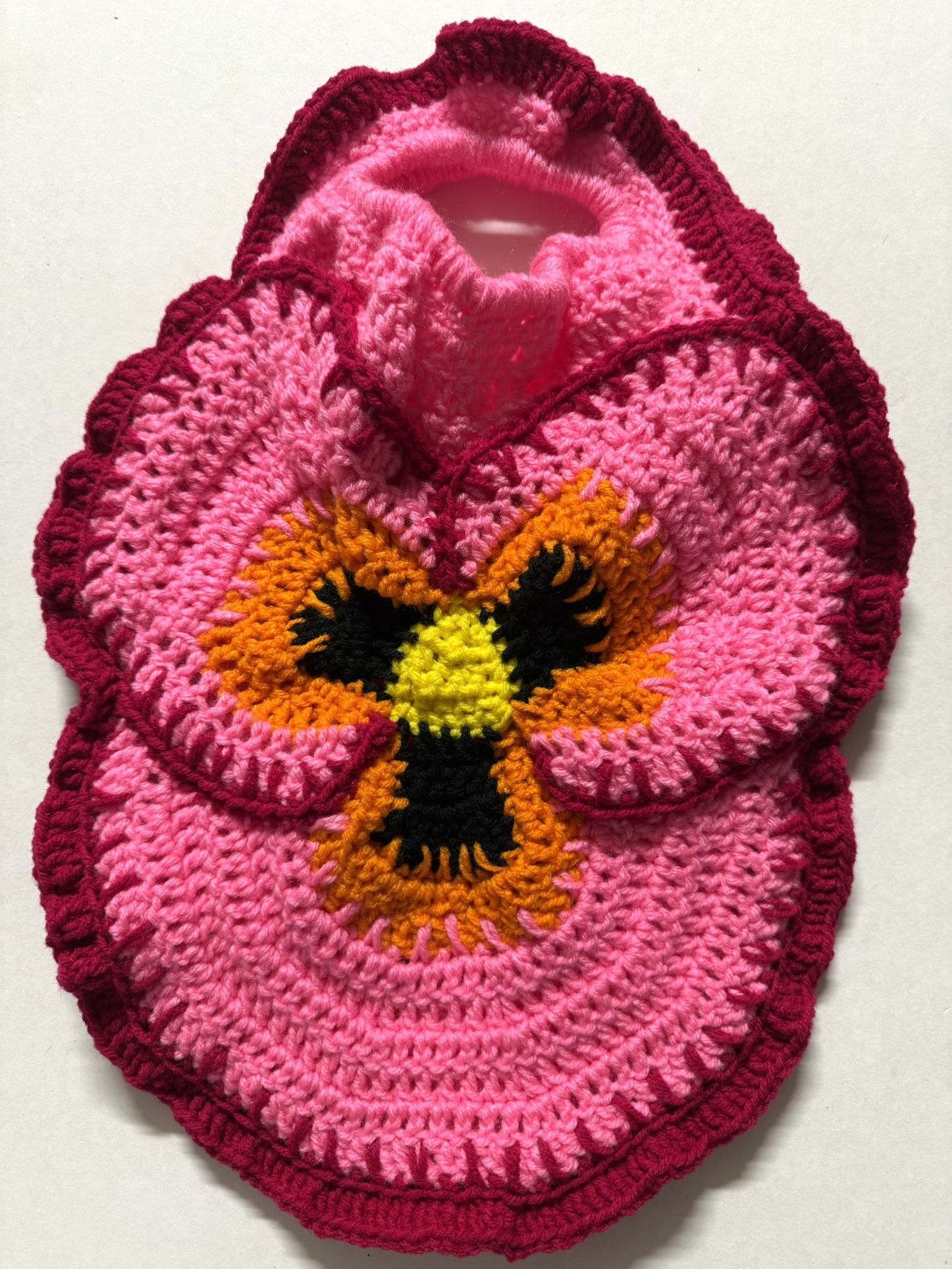 PINK PANSY mini tote Handmade Crochet Clutch Purse bag Wristlet SKUMPSTITCH