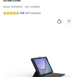 ZAGG Messenger Folio 2 Keyboard &Case for Apple iPad10.2" (Gen9, 8,7),iPad Pro 10.5" (Gen 2)- Charcoal