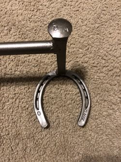 Rustic horseshoe and railroad spike towel rack barn or tack for Sale in Fort Lupton CO OfferUp