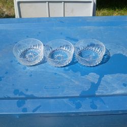 three vintage diamond point dishes