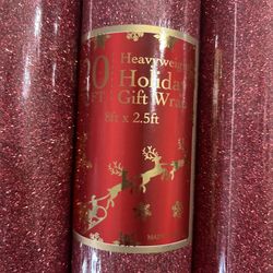 Heavyweight Red Glitter Holiday Gift Wrap