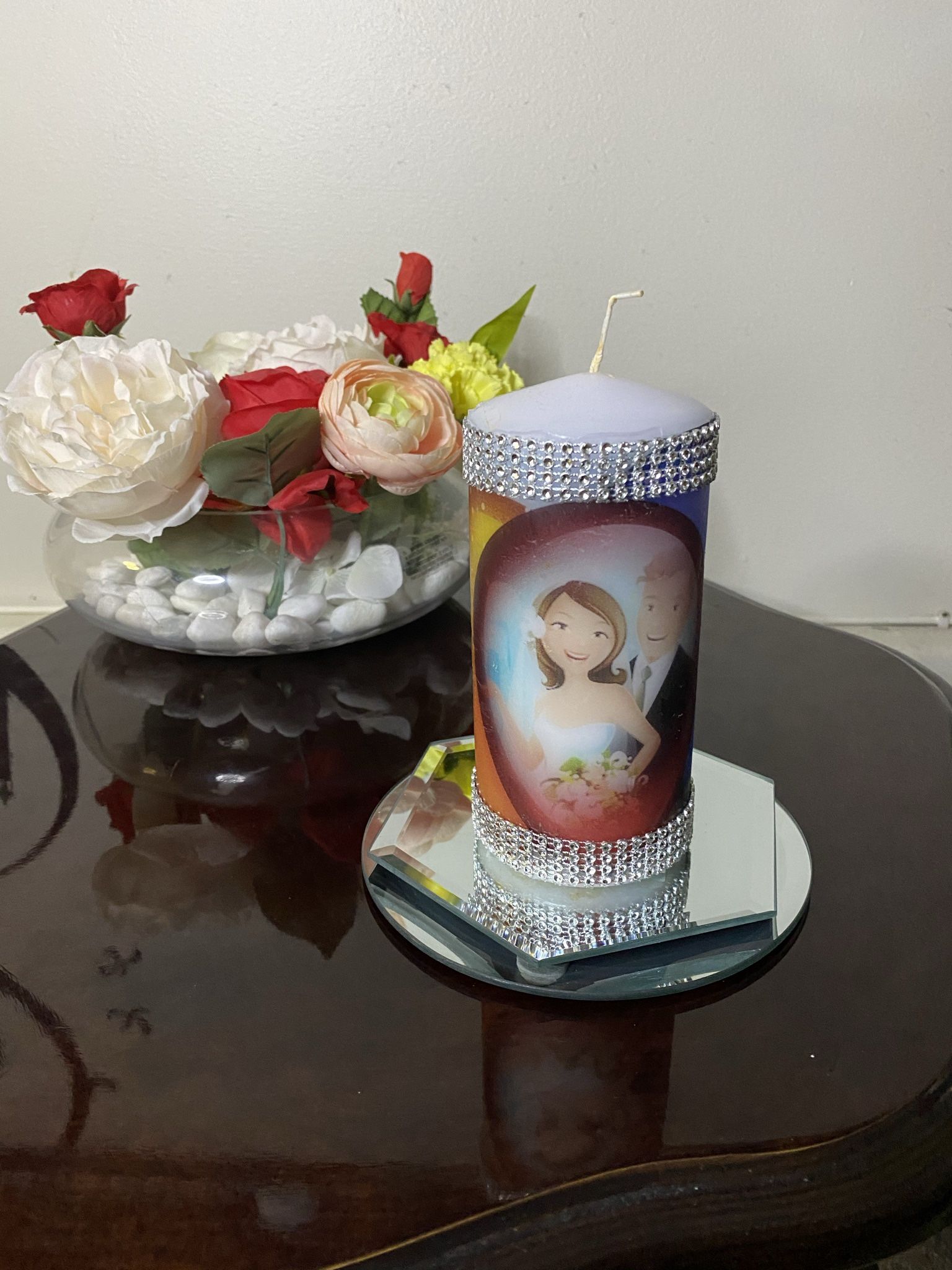 Candle With Wedding Picture Medium Size