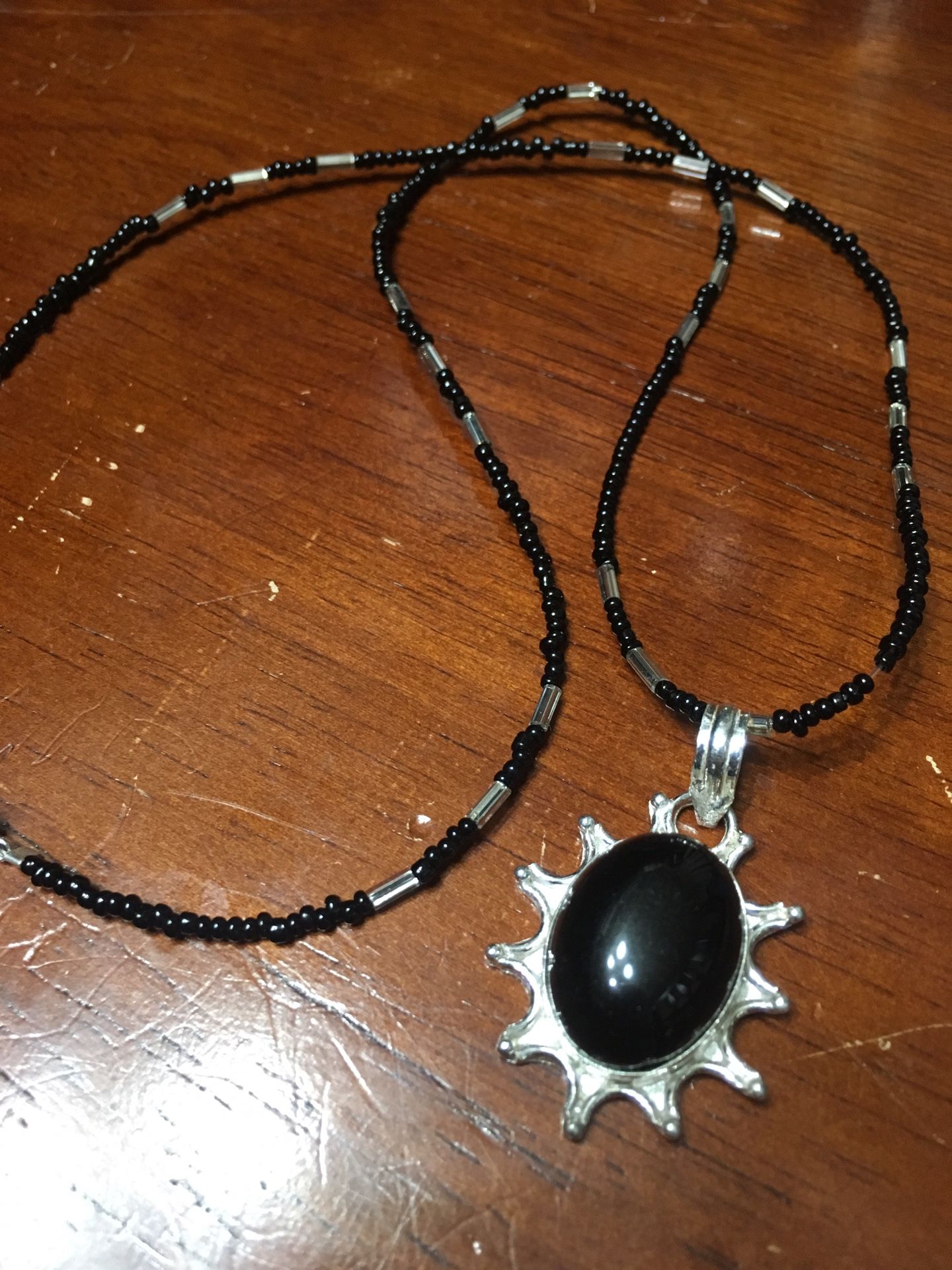 #5 Black Stone and Sterling Silver necklace