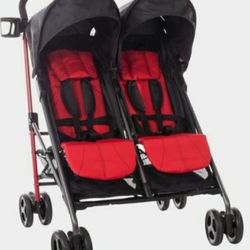 Zobo Red Double Stroller